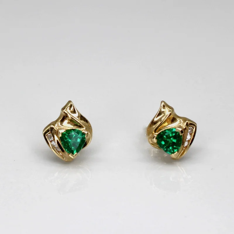 Limited-Stock Jewelry Sale – Shop Before It's Gone Diamond & Synthetic Emerald 14k Studs | 0.016ctw, 0.46ctw |