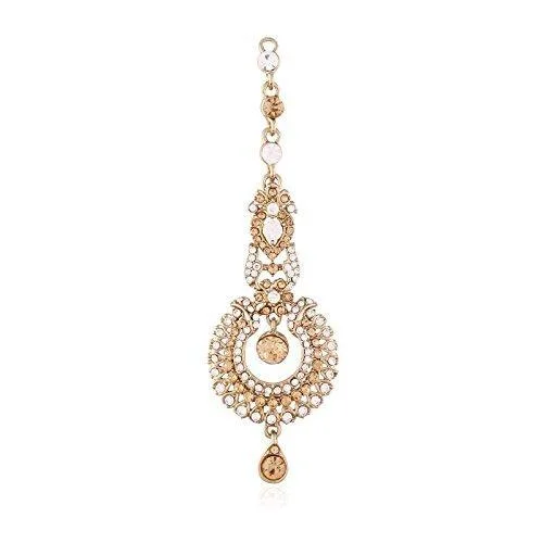 Shop Modern Jewelry Collections With Exclusive Discounts Etnico Traditional Gold Plated Maang Tikka for Women (T1092LW)