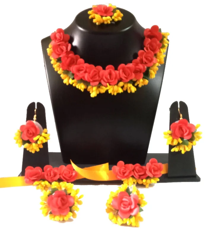 Luxury Jewelry At Unbeatable Discounts Kavya's Kreation Flower Necklace Set for Haldi Ceremony / Baby Shower