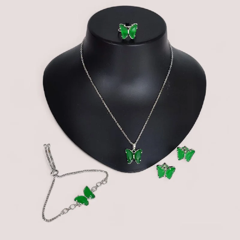 Dazzle In Elegance With Our Biggest Jewelry Sale Lucentarts Jewellery Silver Plated Butterfly Shape Combo Set