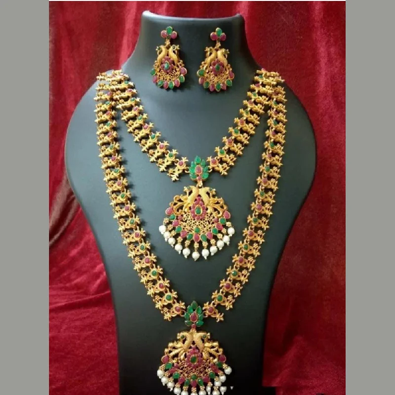 Shop Dazzling Jewelry With Special Promotional Discounts Manisha Jewellery Gold Plated Double Necklace Set