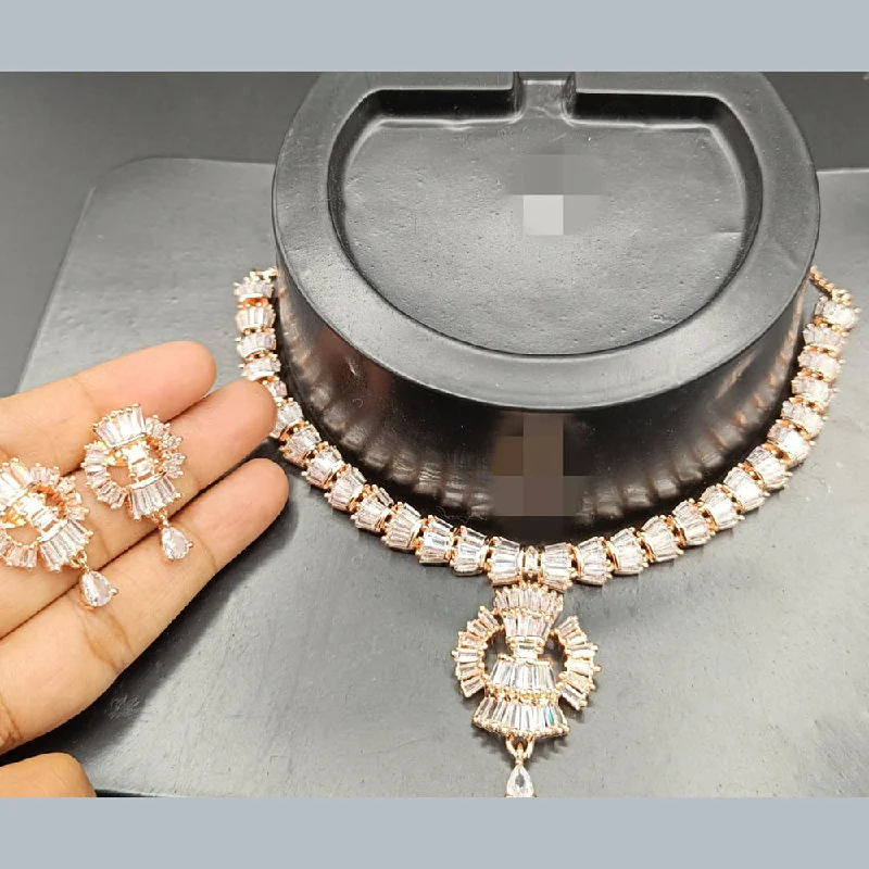 Limited-Time Offer On Premium Jewelry Collections Manisha Jewellery Rose Gold Plated AD Stone Necklace Set