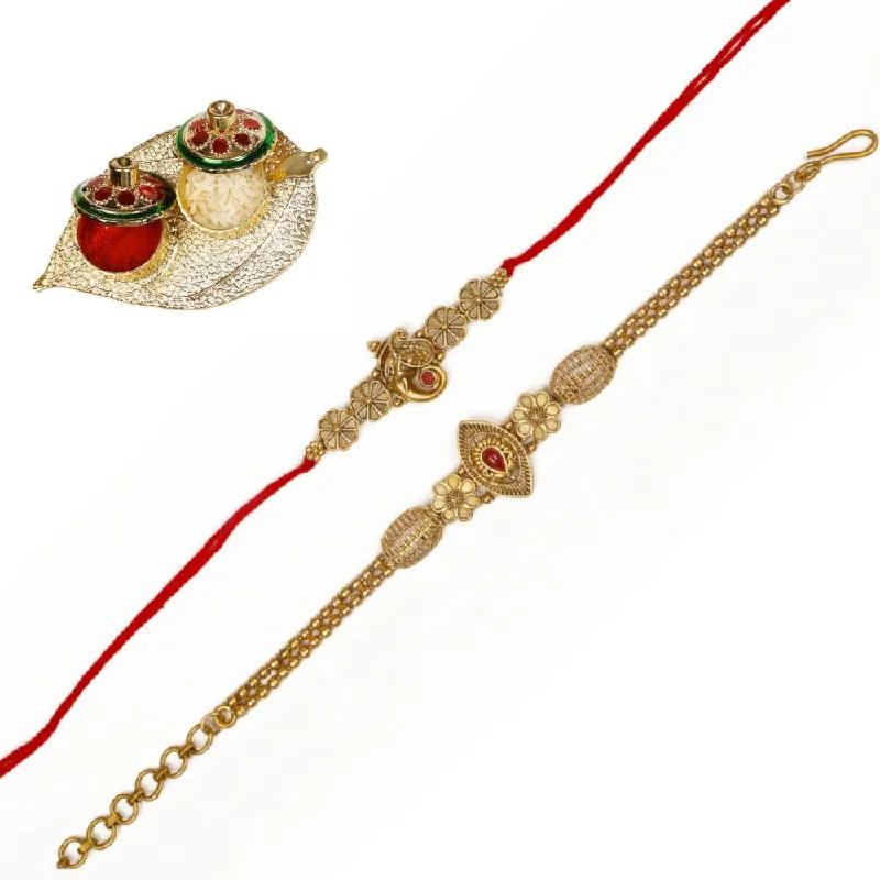 Holiday Jewelry Sale – Perfect Gifts At Great Prices Raddhi Jewels Rajwadi Gold Plated Brass Ruby Stone Glided Floral Design Bhaiya Bhabhi Rakhi Set With Roli Chawal Plate Combo Hamper For Rakshabandhan