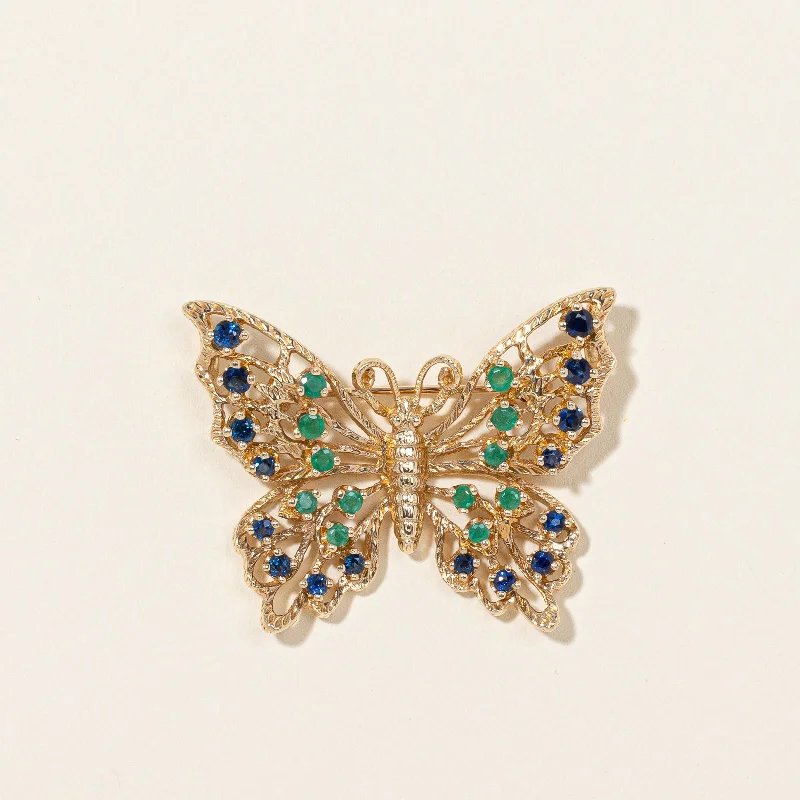 Elegant Jewelry Pieces At Unbelievable Prices Sapphire & Emerald Butterfly Brooch | 0.56ctw, 0.25ctw |