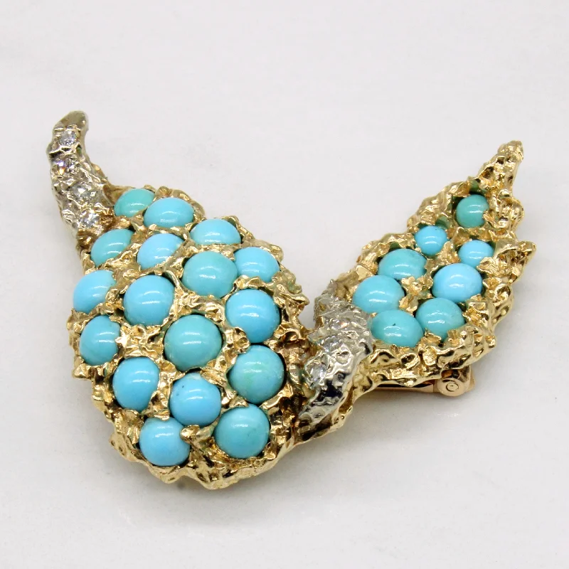 Stunning Jewelry At Even More Stunning Prices Turquoise & Diamond Brooch | 2.75ctw, 0.15ctw |